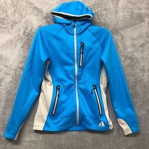 Eddie Bauer First Ascent Jacket Womens Small  Hooded Full Zip Blue High Neck